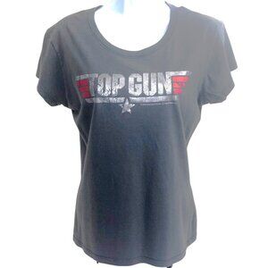 Top Gun Short Sleeve Gray Vintage Women's T-Shirt Size -Large
